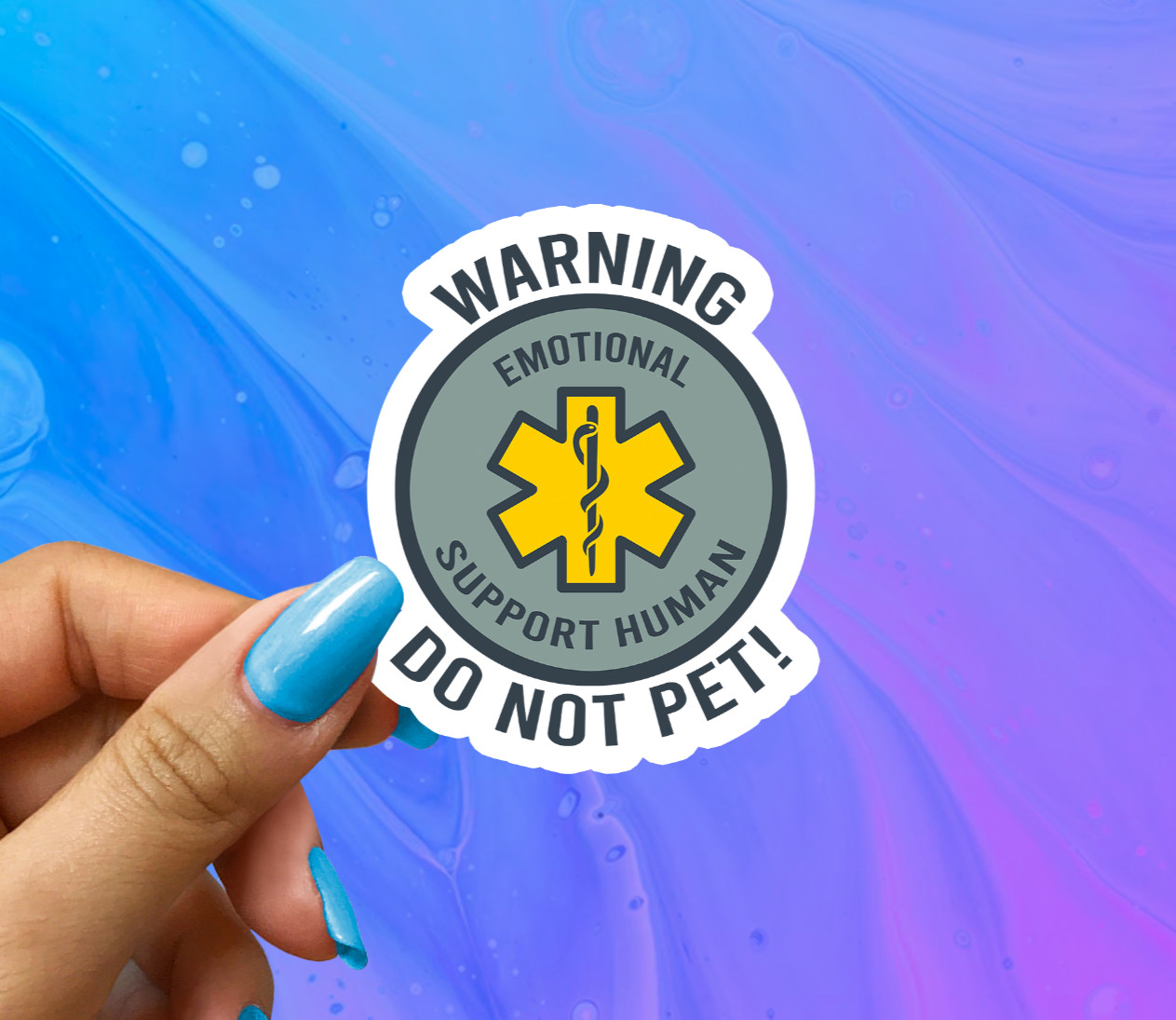 Emotional Support Human Do Not Pet Vinyl Sticker – Funny Pet Lover Decal