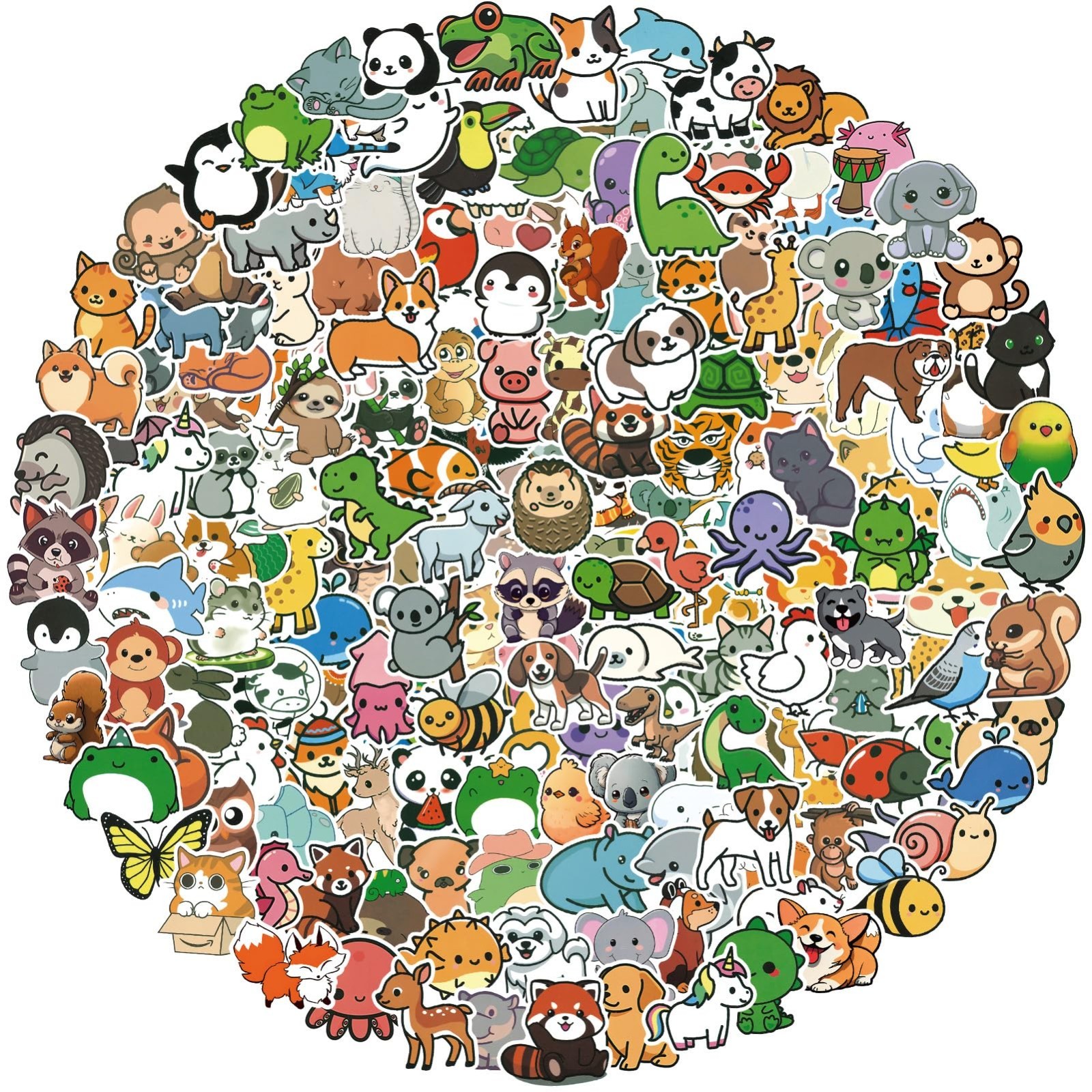 Cute Animal Stickers 200pcs Waterproof Vinyl Decals for Kids & Adults