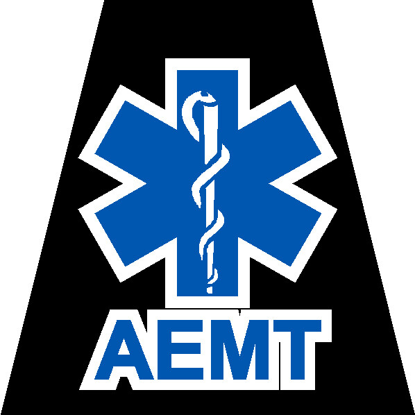 Reflective Black EMS EMT PARAMEDIC AEMT Interm Tetrahedron Helmet Decal You Pick