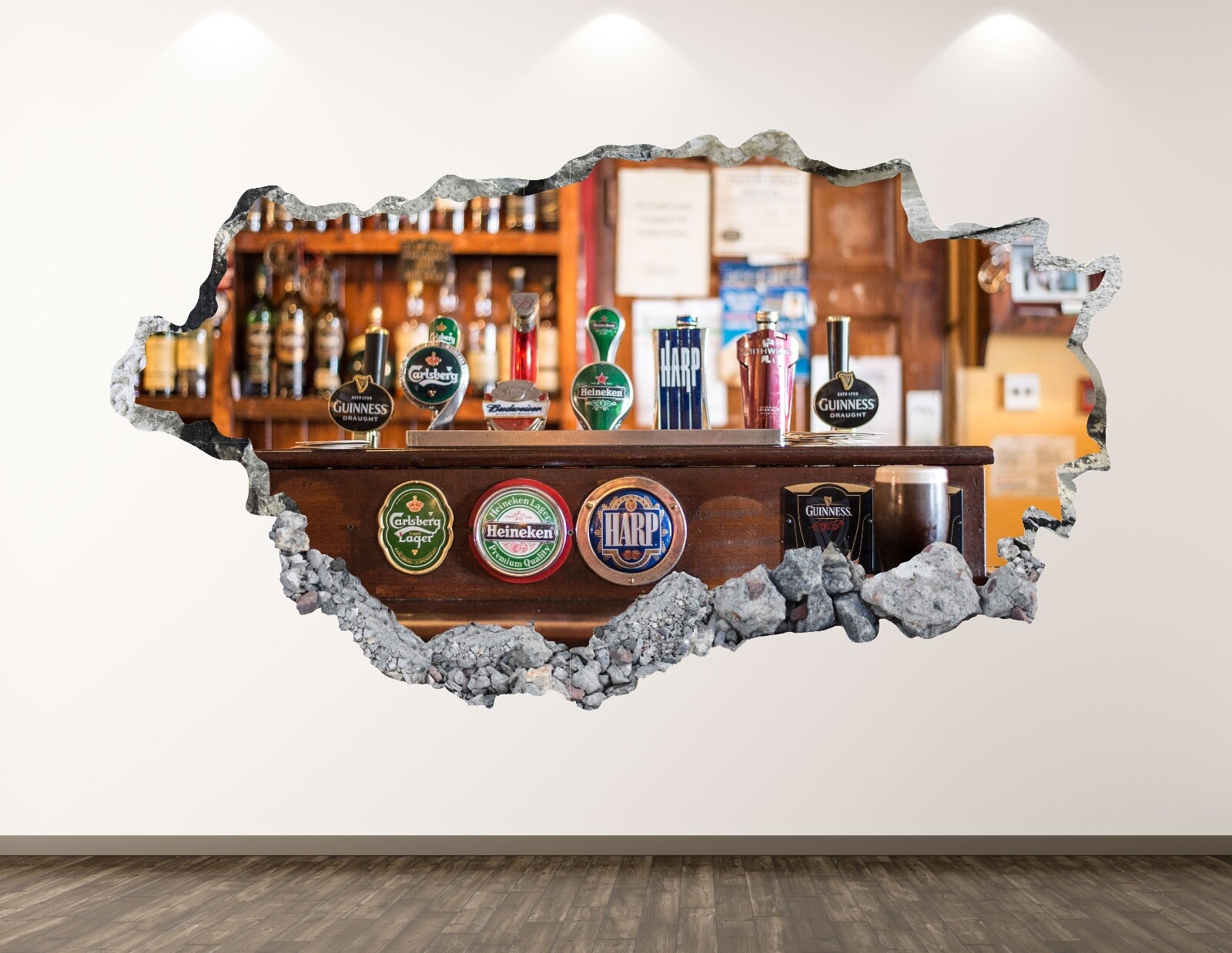 Beer Bar Wall Decal Art Decor 3D Smashed Man Cave Kids Room Mural Sticker BL154