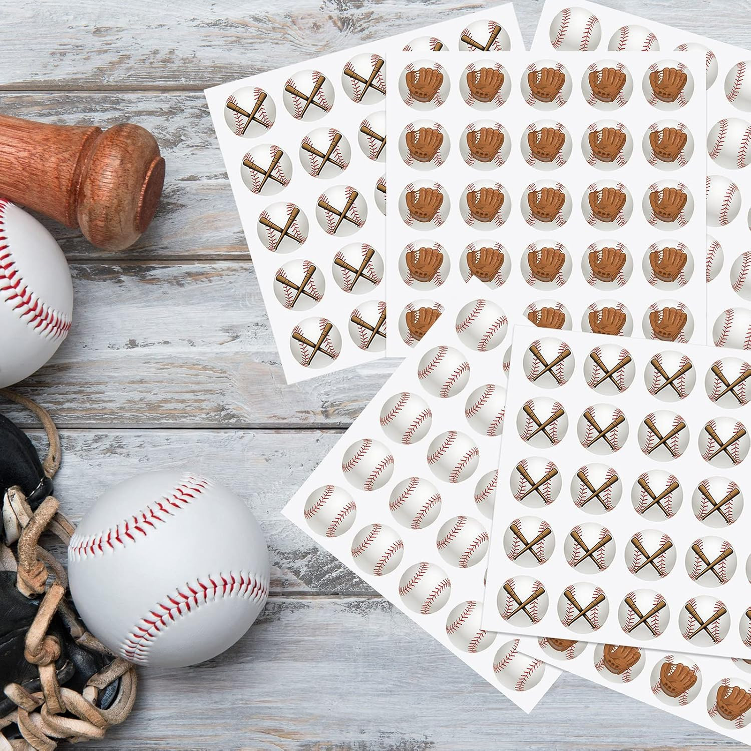 300 Pcs 12 Sheets Baseball Helmet Stickers 1.18 Inch Waterproof round Helmet Vin