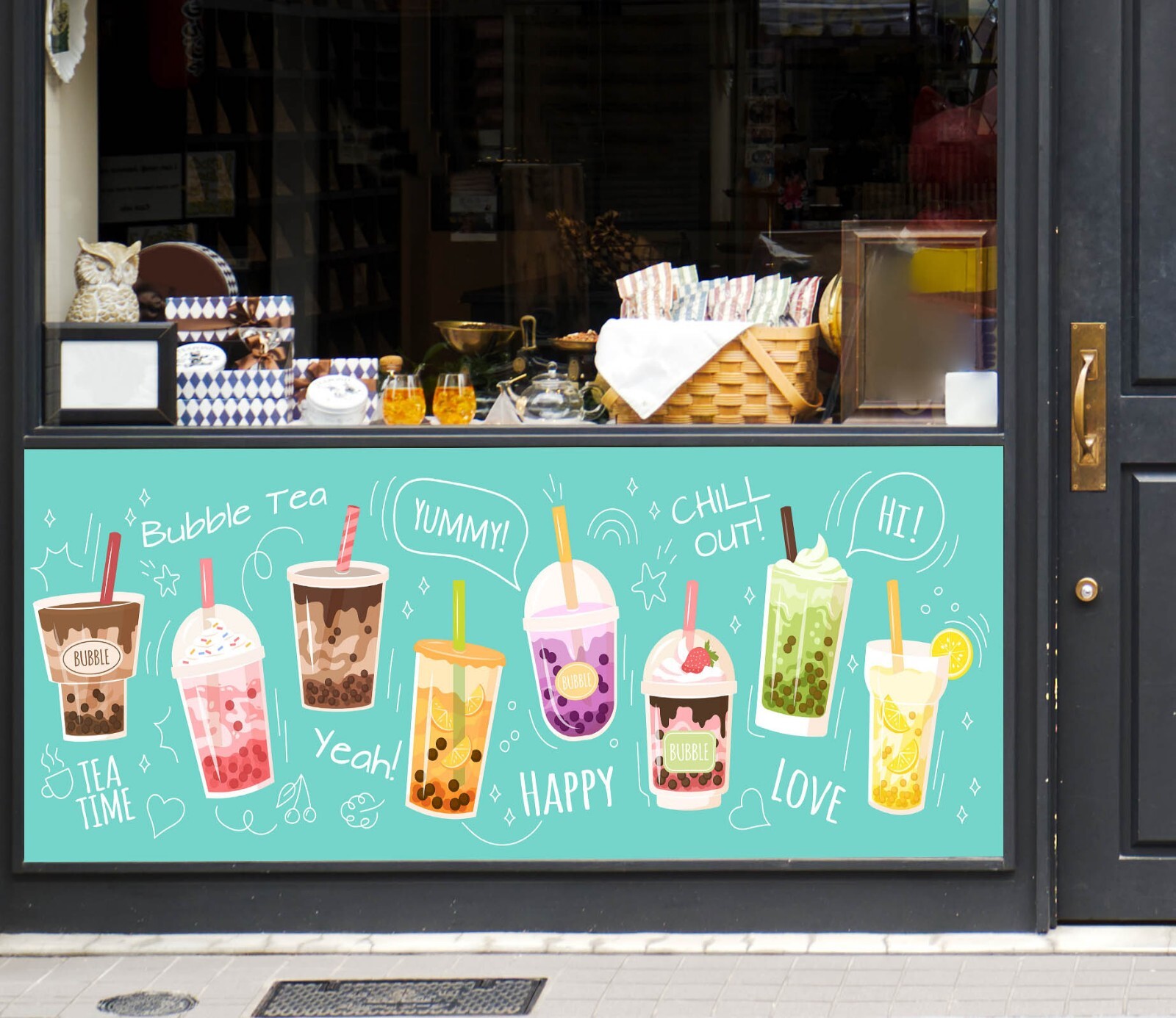 3D Pearl Tea K451 Bubble Tea Shop Window Stickers Vinyl Wallpaper Murals Kay