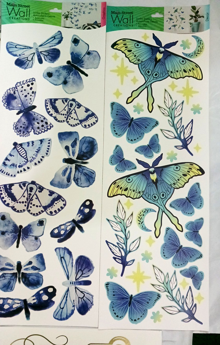 Decorative Wall Decal Stickers. Large house home, Butterflies, leaves, bathroom