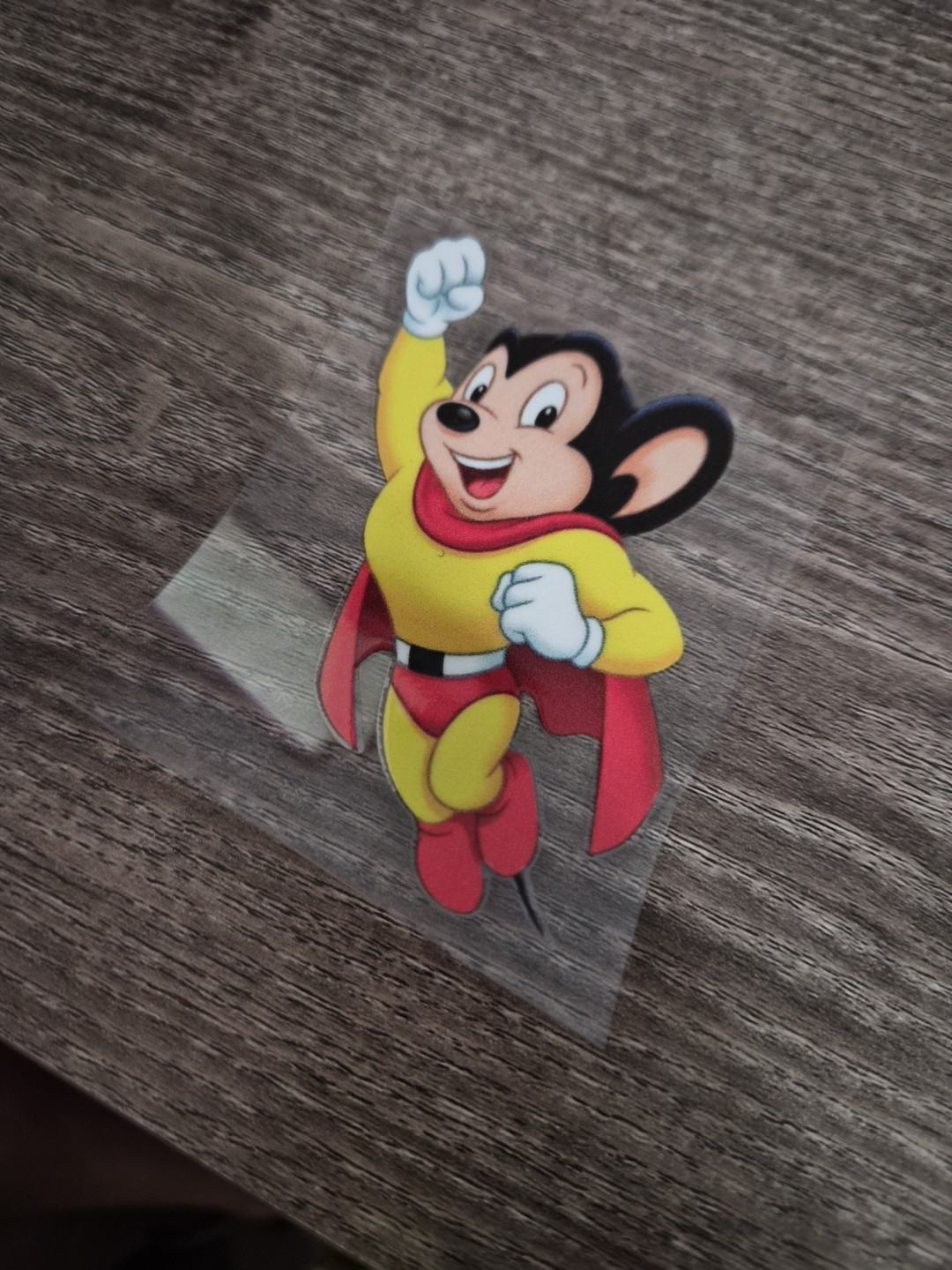 Mighty Mouse Flying Retro Cartoon UV DTF Decal Sticker Waterproof Made In USA