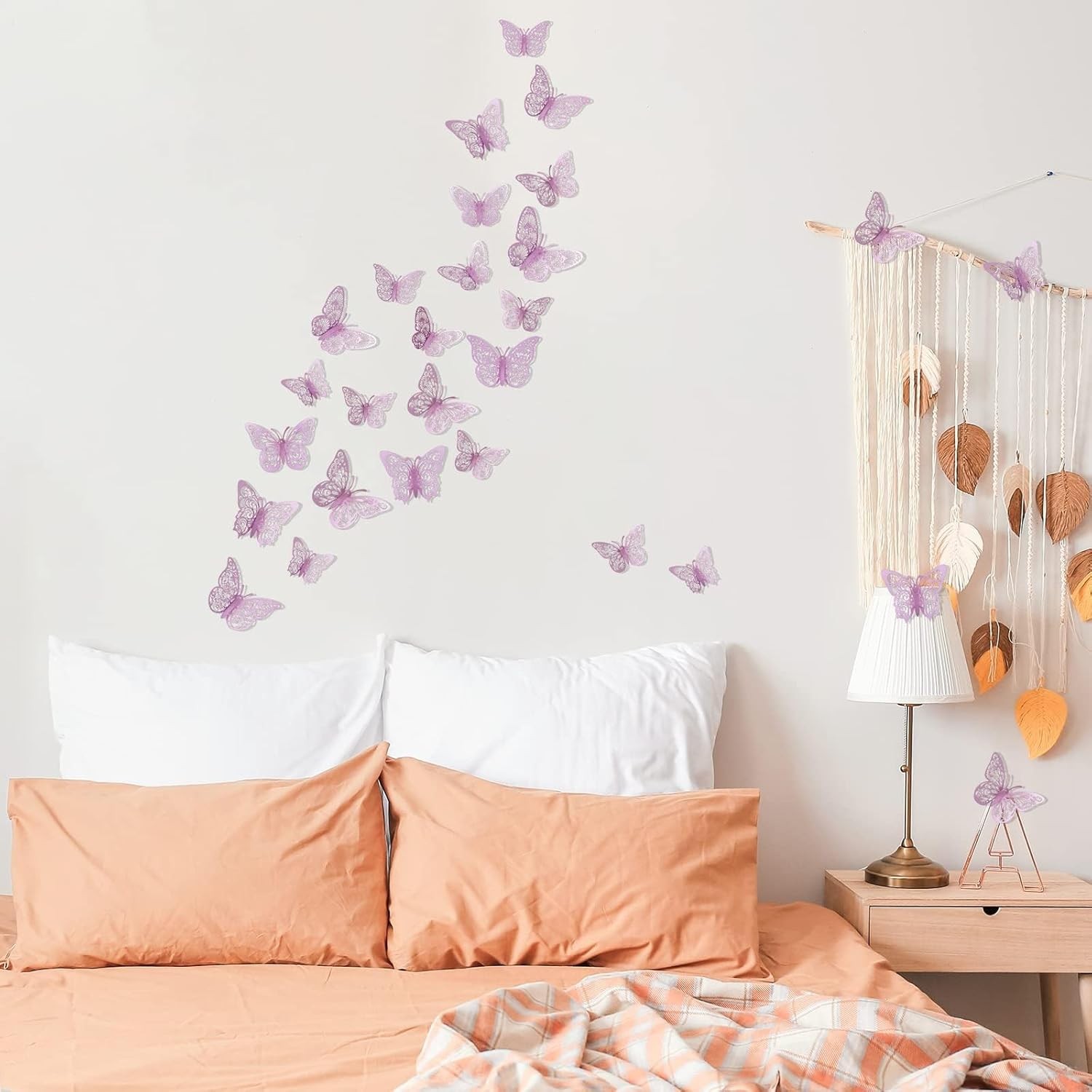 72 Pcs Butterfly Decorations, 3 Sizes 3 Styles, 3D Wall Pale Plum