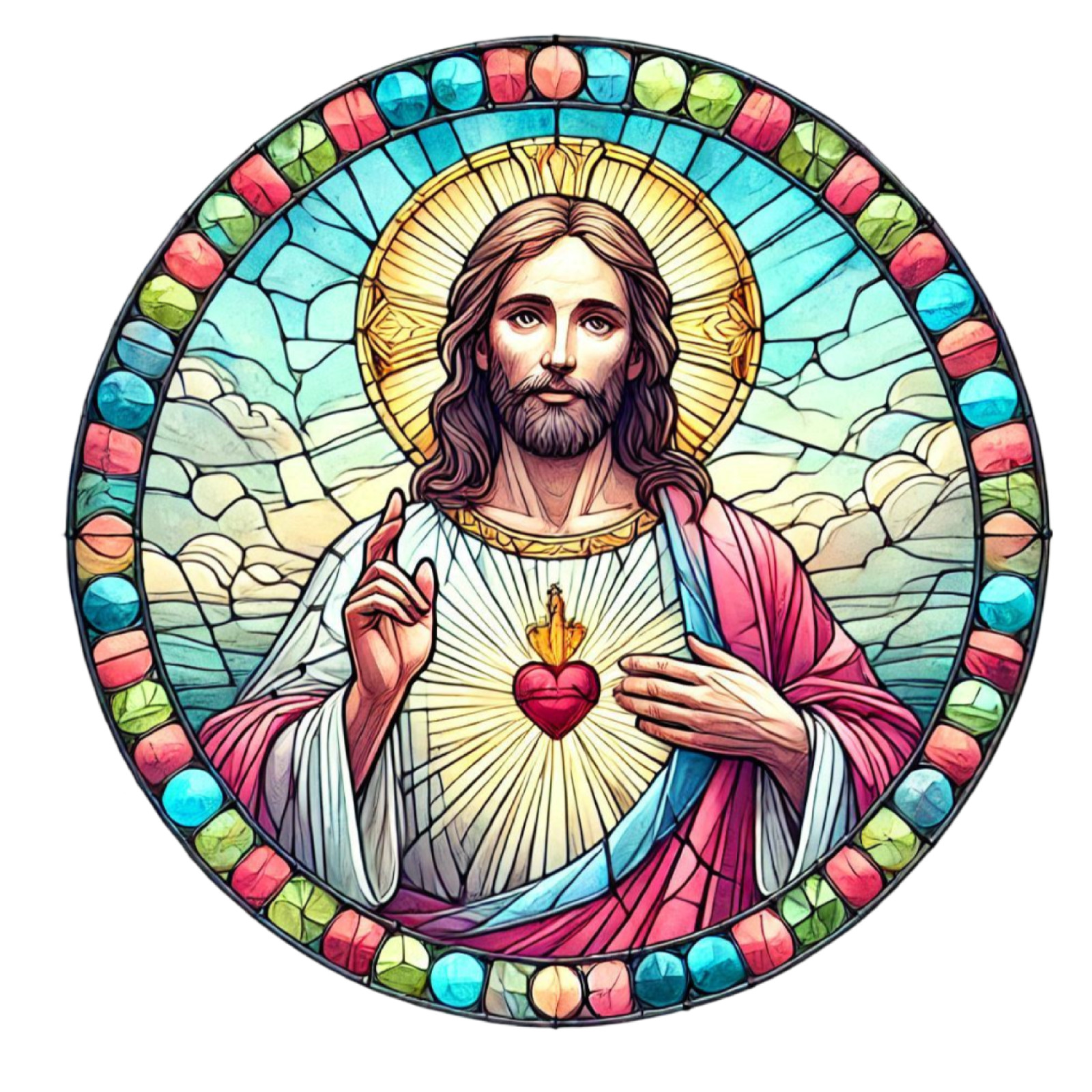 Stained Glass Jesus Wall Decal Sticker 18X18cm Large