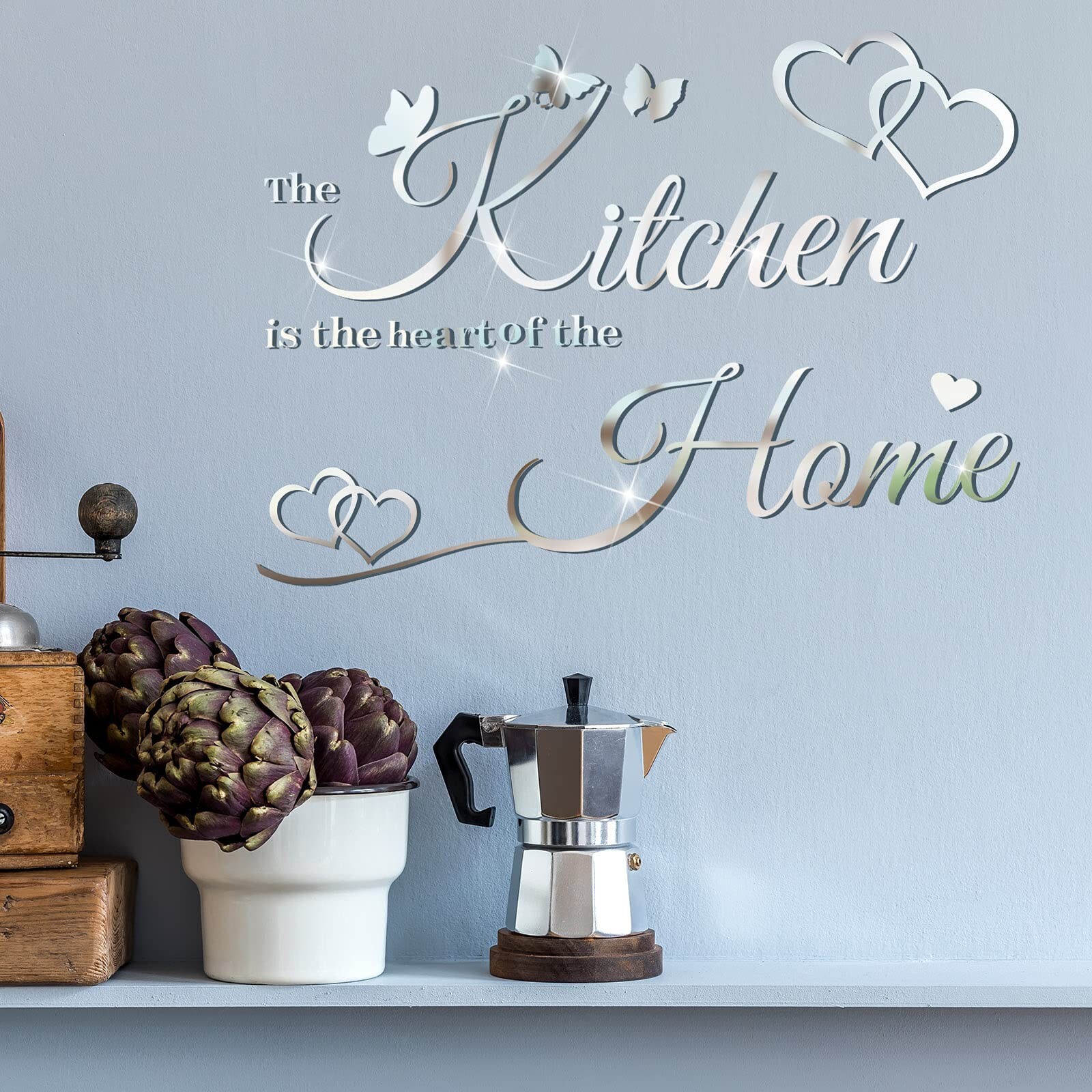 Outus 3D Acrylic Mirror Wall Decor Stickers Removable Kitchen Mirror Wall Dec…