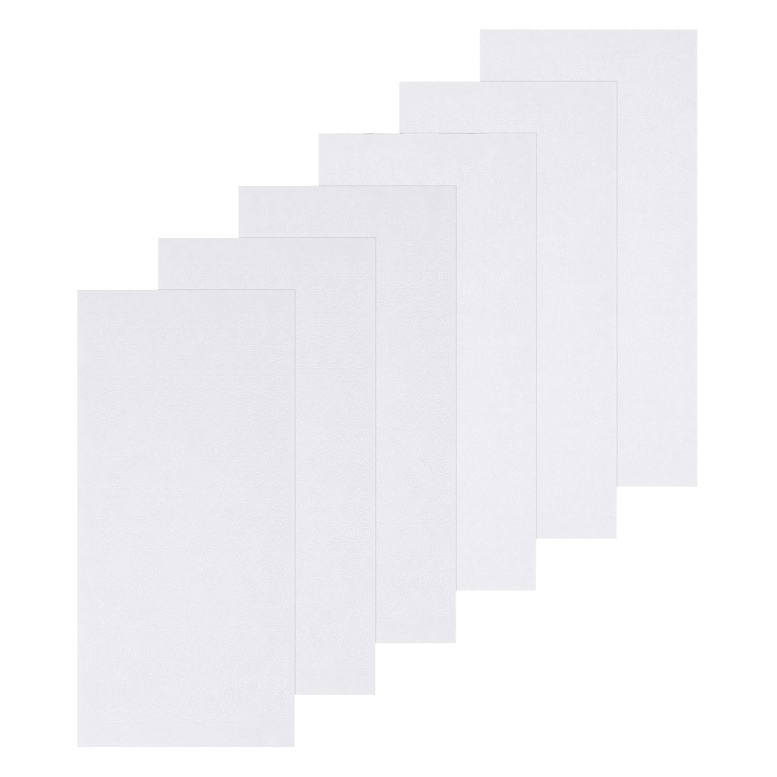 6 Sheets Alphabet Letter Sticker White Upper Lower a to Z Self Adhesive