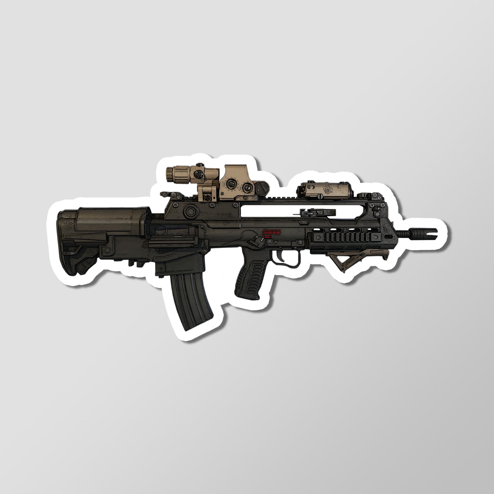 VHS-2 Bullpup Rifle Gun Art – Laptop Sticker Vinyl 4" Wide