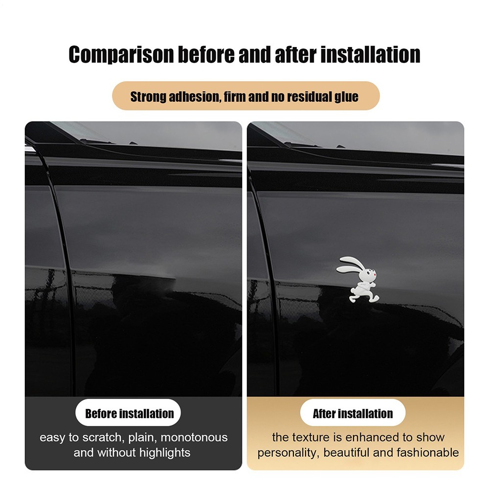 1PCS Sturdy Rabbit Car Emblem Sticker Chrome Badge Suitable for Car Side & Trunk
