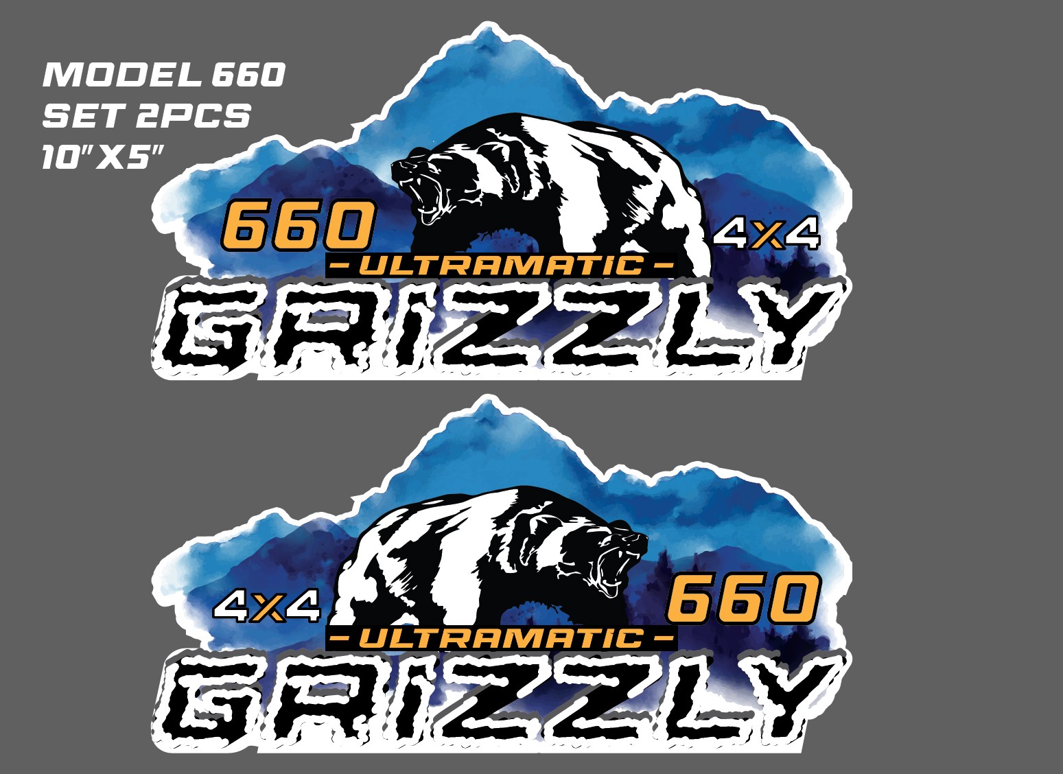 Grizzly ATV Tank Decal Graphic Sticker Kit 4 Yamaha 350 600 660