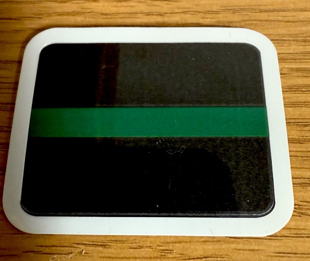 STICKER thin green line vinyl laminated glossy made in USA veteran
