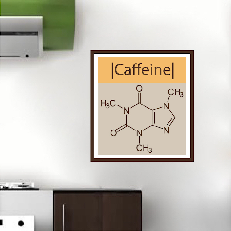 Caffeine Molecule Wall Mural Decal Vinyl Coffee Shop Art Science Wallpaper, c82