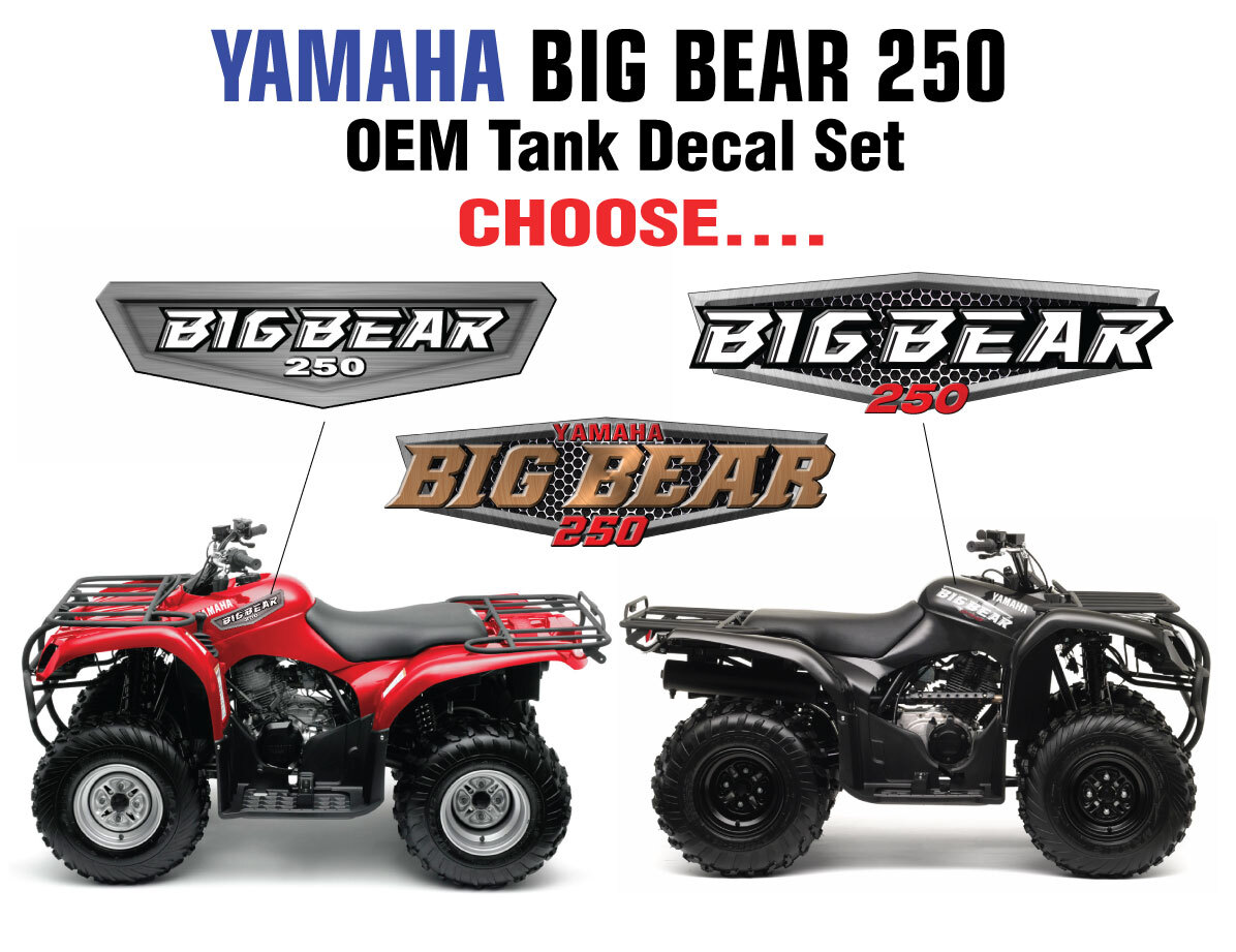 Yamaha Big Bear 250 OEM Tank Side Decal Emblem Sticker Graphic Set Kit 2×4 4×4