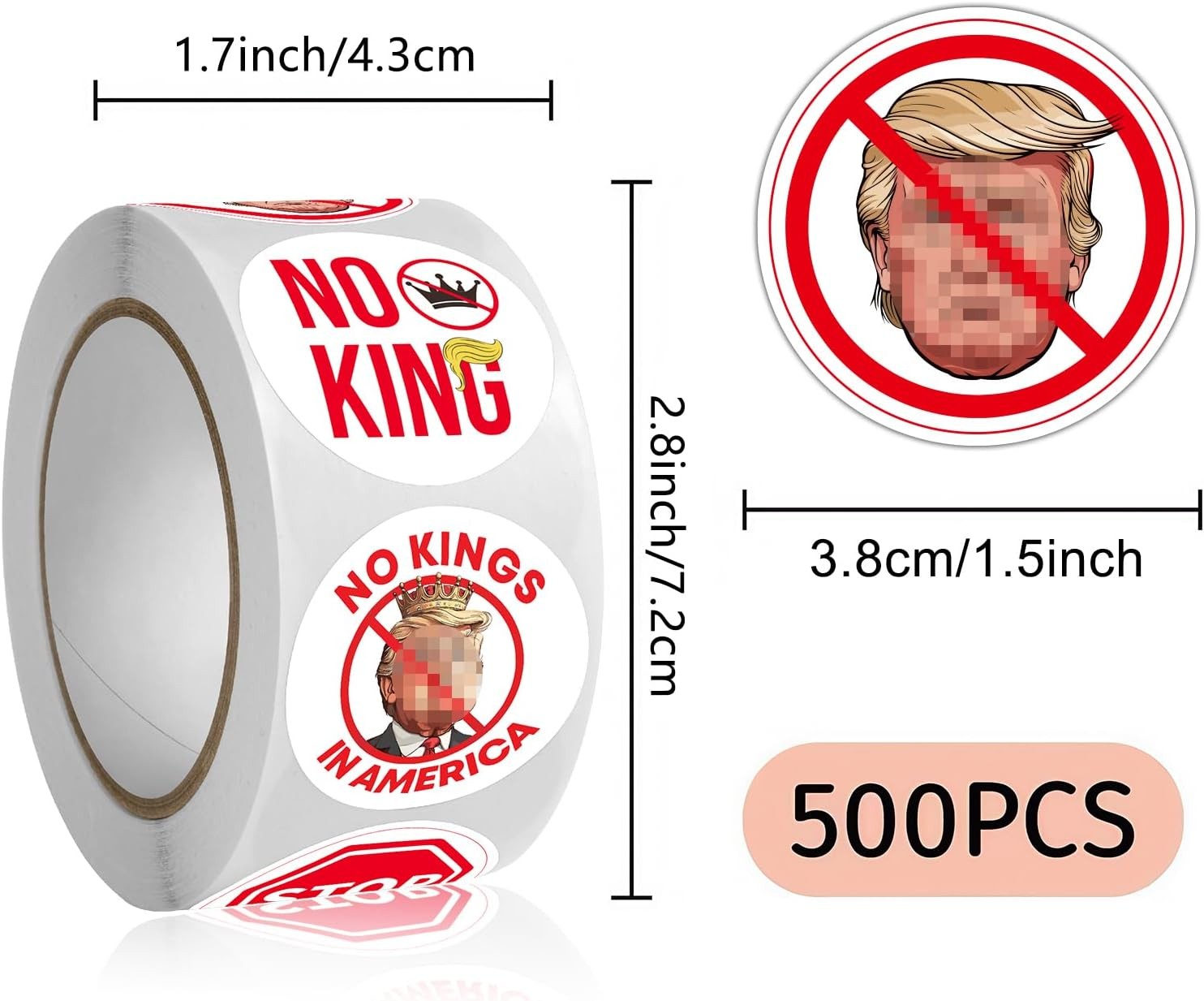 Anti Tr××P Stickers Roll No Kings 500Pcs – No Tr××P Dump Tr××P 2025 No Kings in