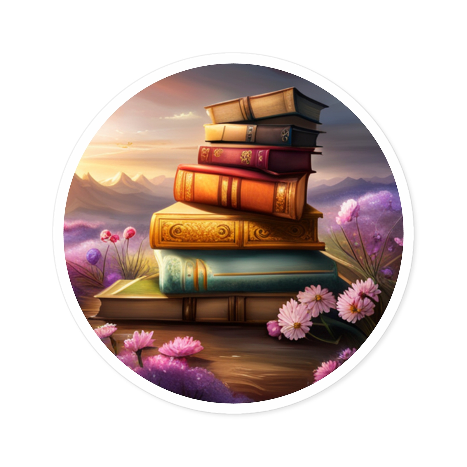 Vintage Library books vinyl water scratch resistant Round Sticker Indoor Outdoor