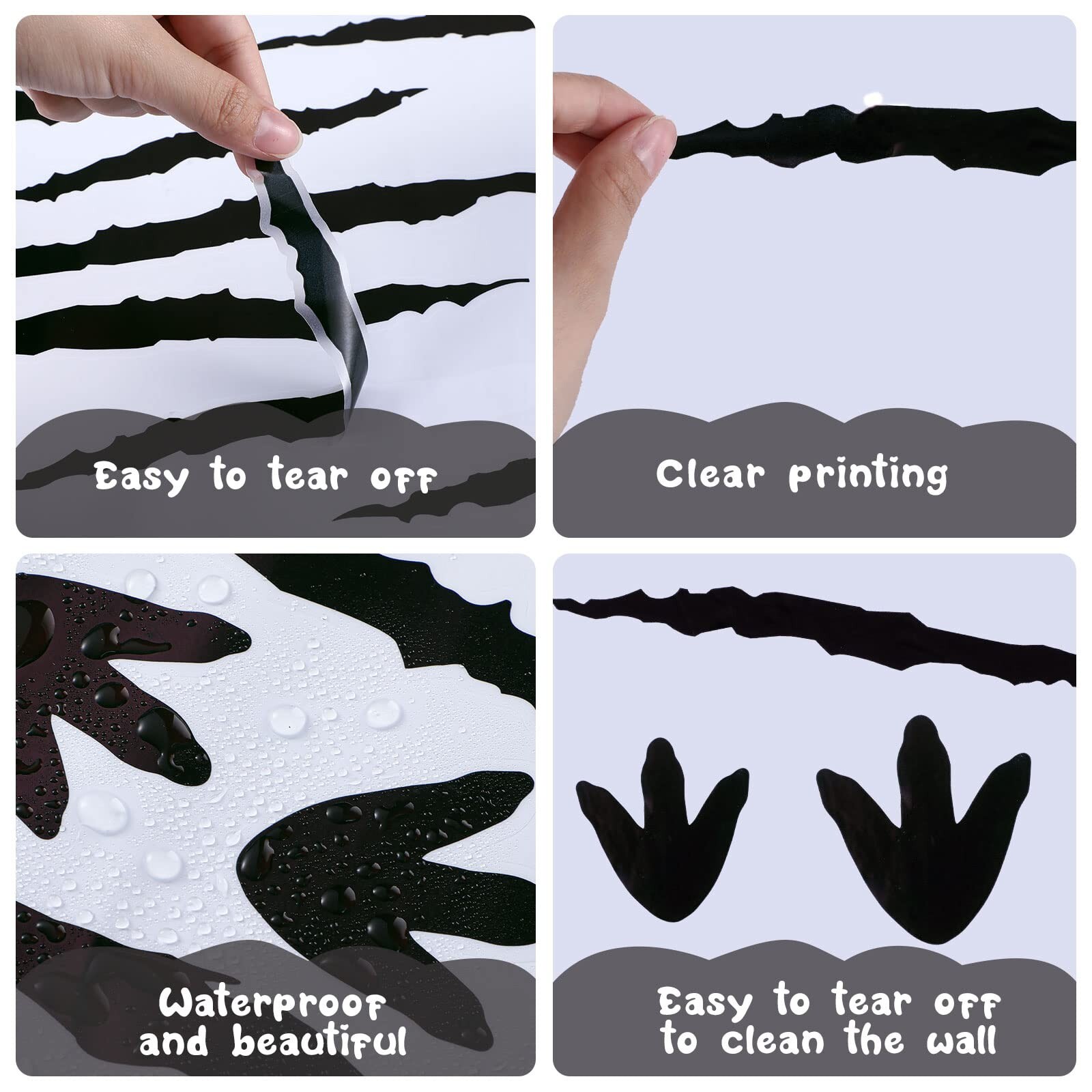 78 Pcs Dinosaur Footprints Floor Decals Black Ripped Scratches Vinyl Sticker …