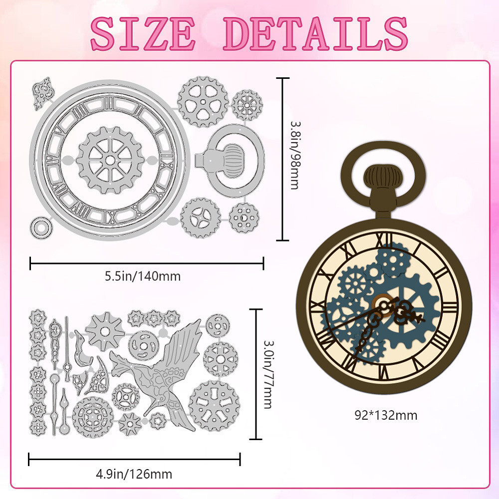 1set Punk style Watch Theme Carbon Steel Cutting Dies Stencils for Scrapbooking