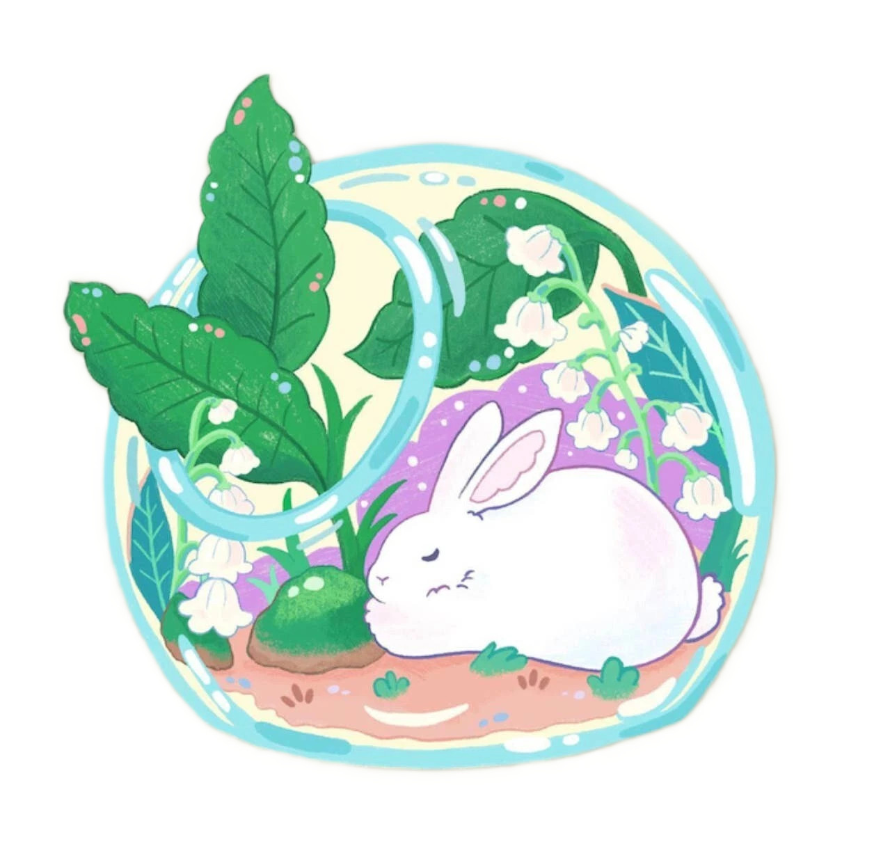 Rabbit Terrarium Sticker – Transparent – Vinyl