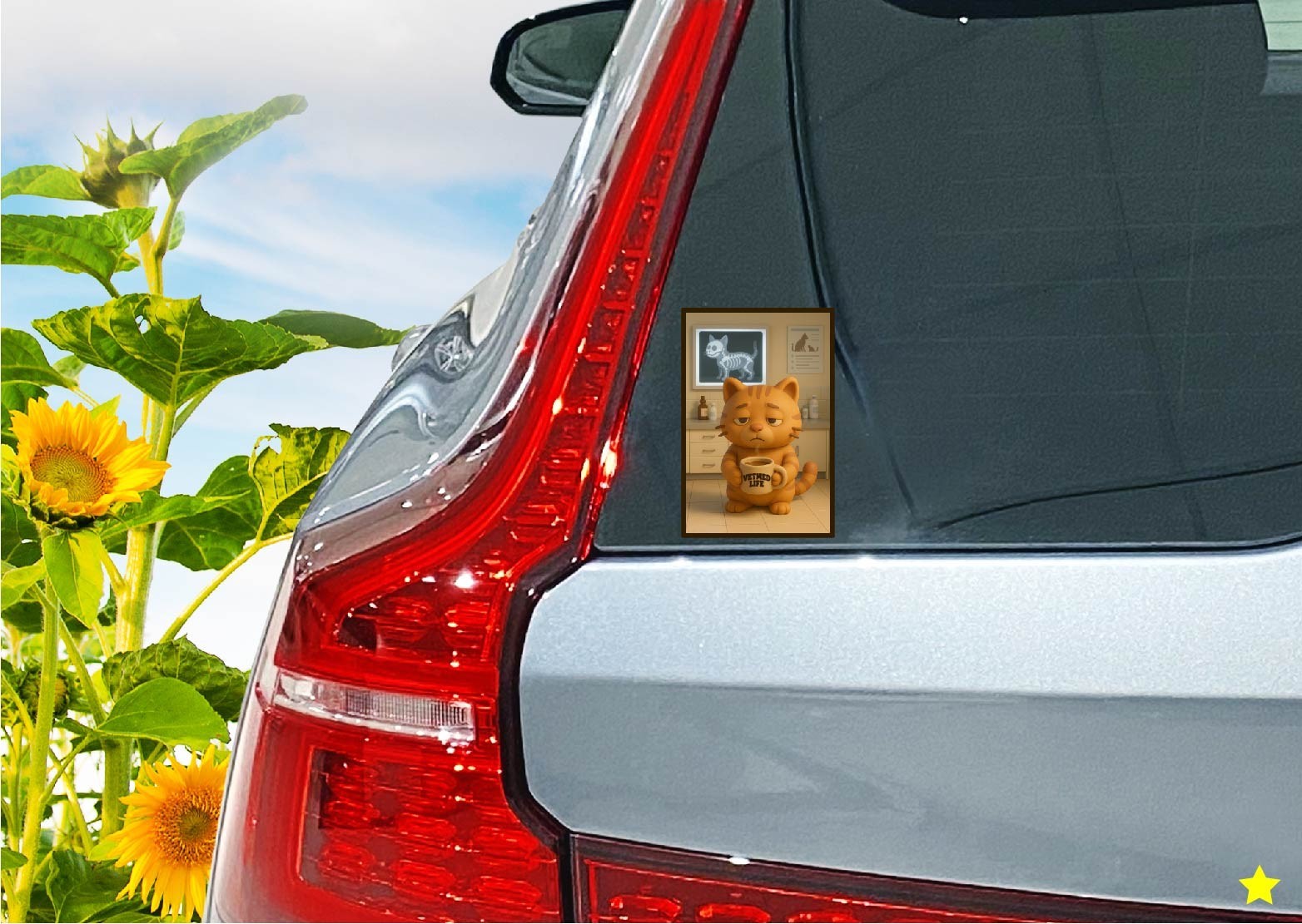 Vetmed Life Decal Sticker Tired Cat Coffee Vet RVT Animal Care Love Job Gift Med