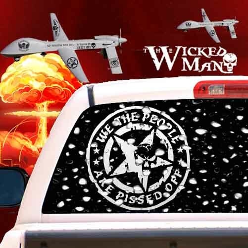 The Wicked Man – We The People Are Pissed Off Star Skull Circle Sticker Decal