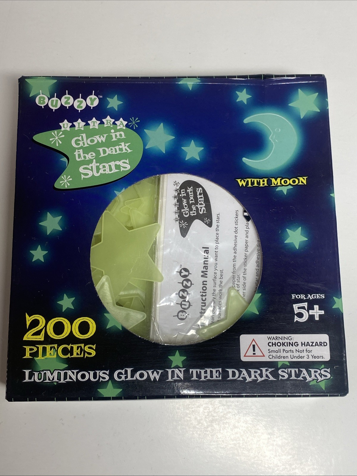 Glow In The Dark Stars With Moon 200 Pieces Removable Adhesive Stickers Included
