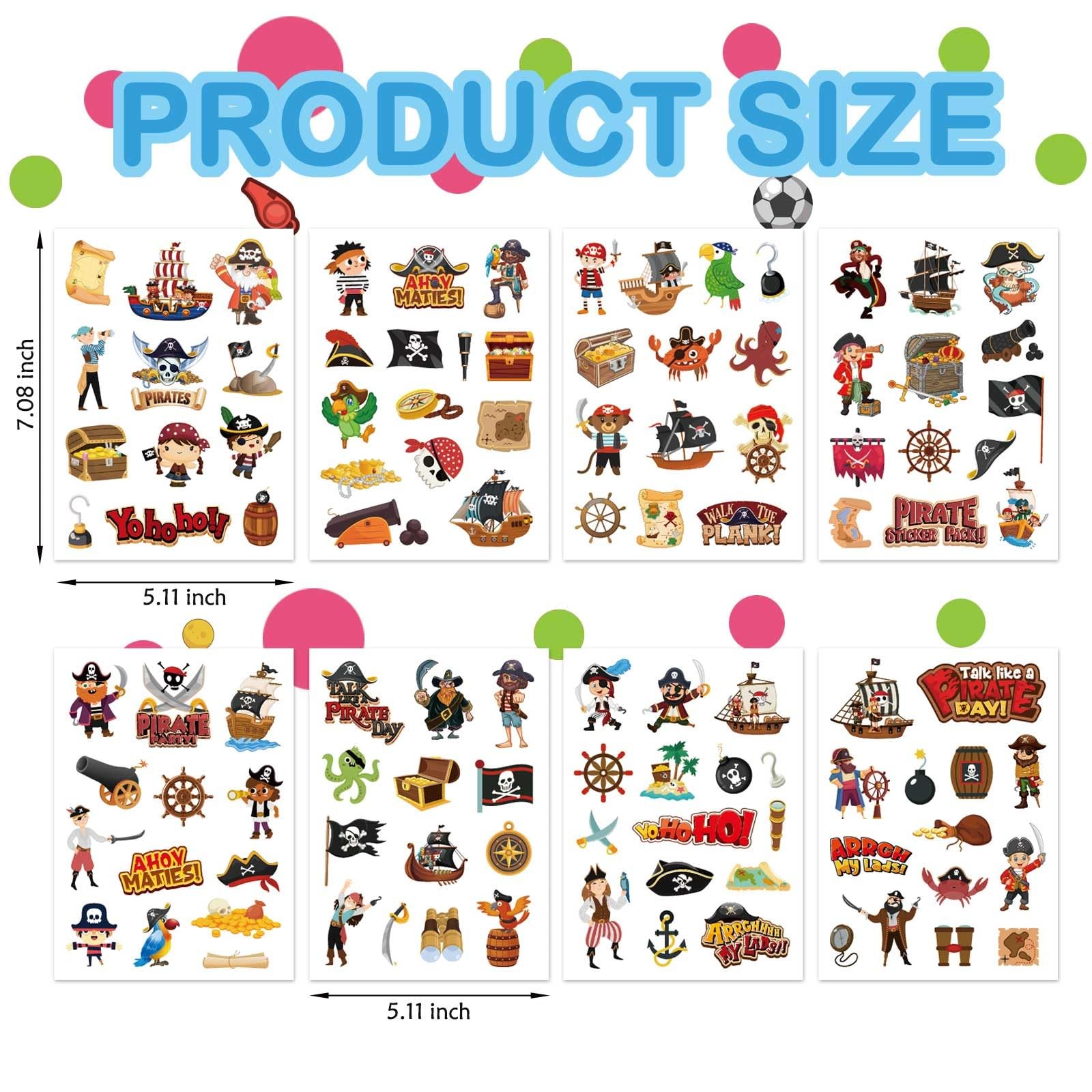 24 Sheets Pirate Stickers, Pirate Themed Stickers Variety Pack for Kids Scrap…