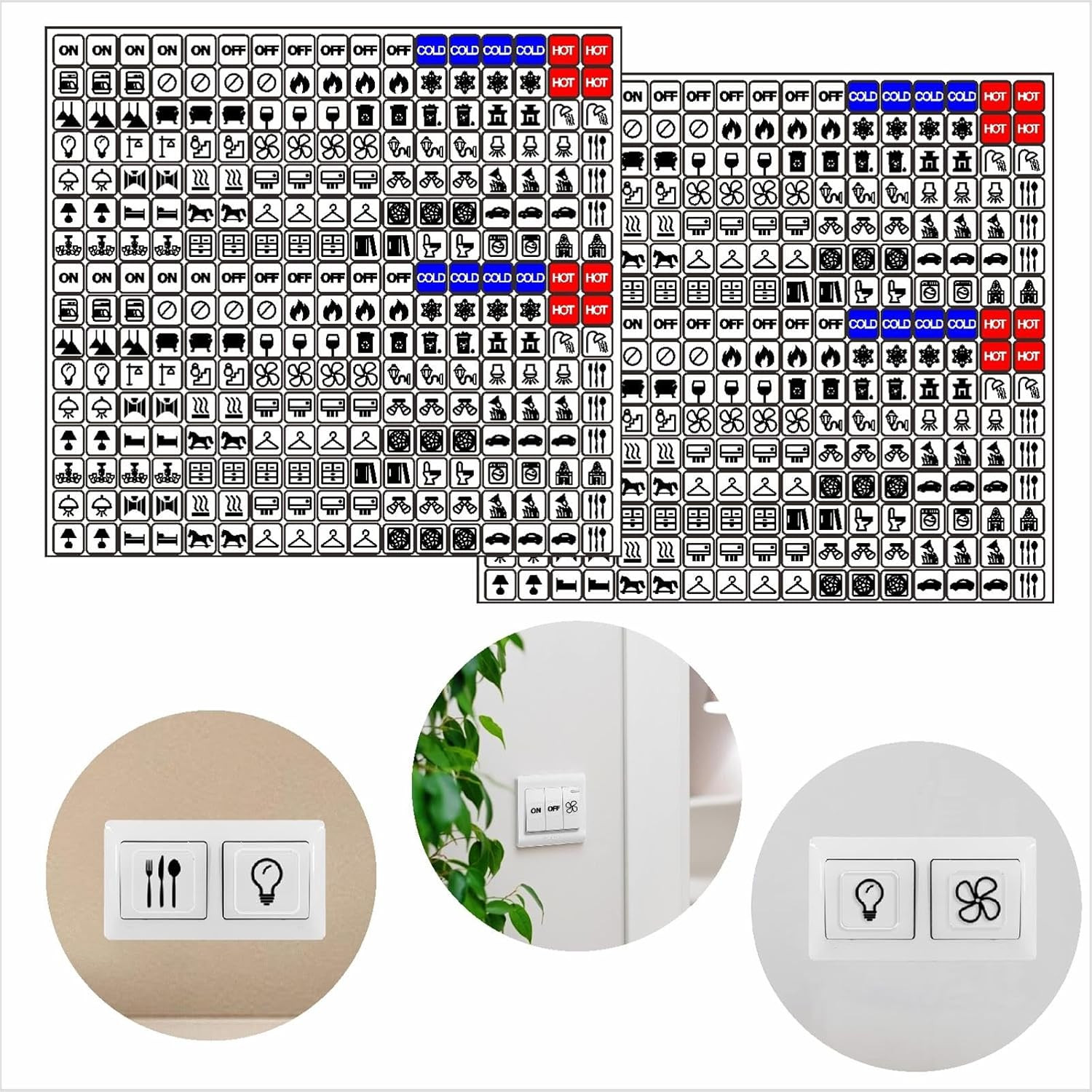 578PCS Light Switch Decals Transparent Light Switch Labels Stickers Waterproof S