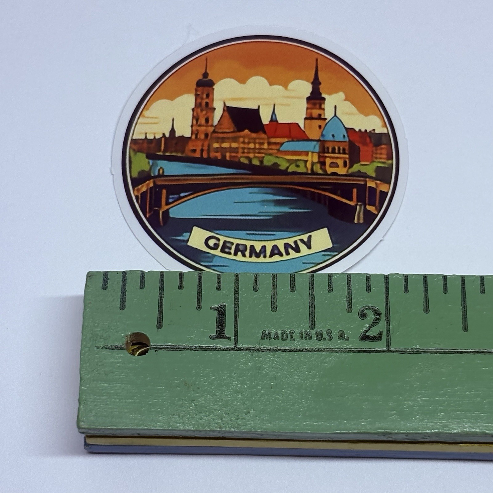 Germany Town Bridge Sticker Travel City Tour Art Decal Vinyl Souvenir Round Tc6