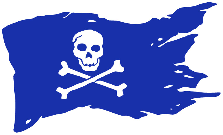Pirate Flag Skull & Crossbones Die Cut Decal Multiple colors Made In USA