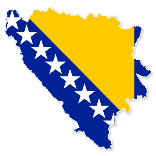 Bosnia and Herzogovina Map Flag car bumper sticker 5" x 4"