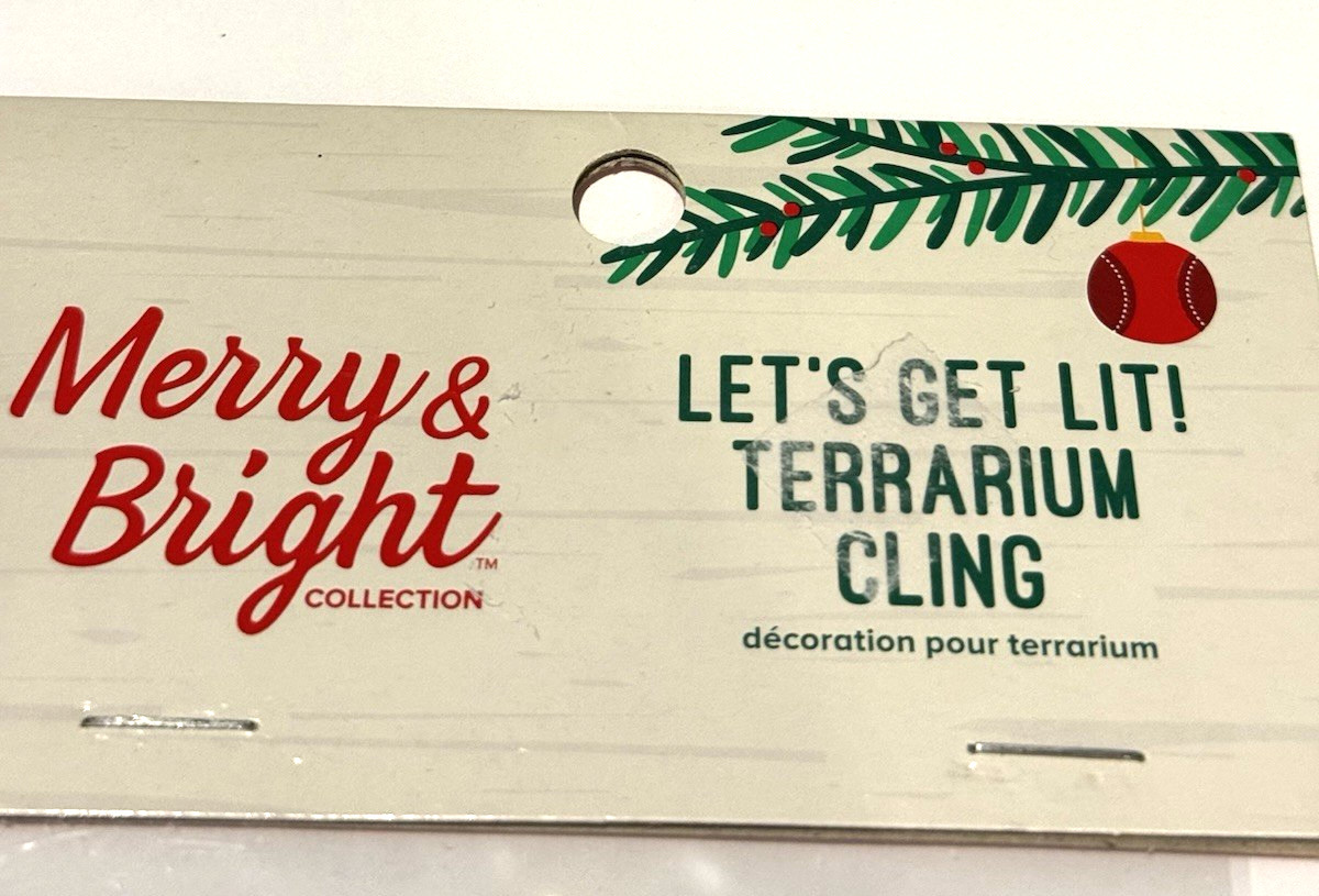 Merry & Bright Let's Get Lit Terrarium Cling Gift Tag Christmas Desert Cactus 5"