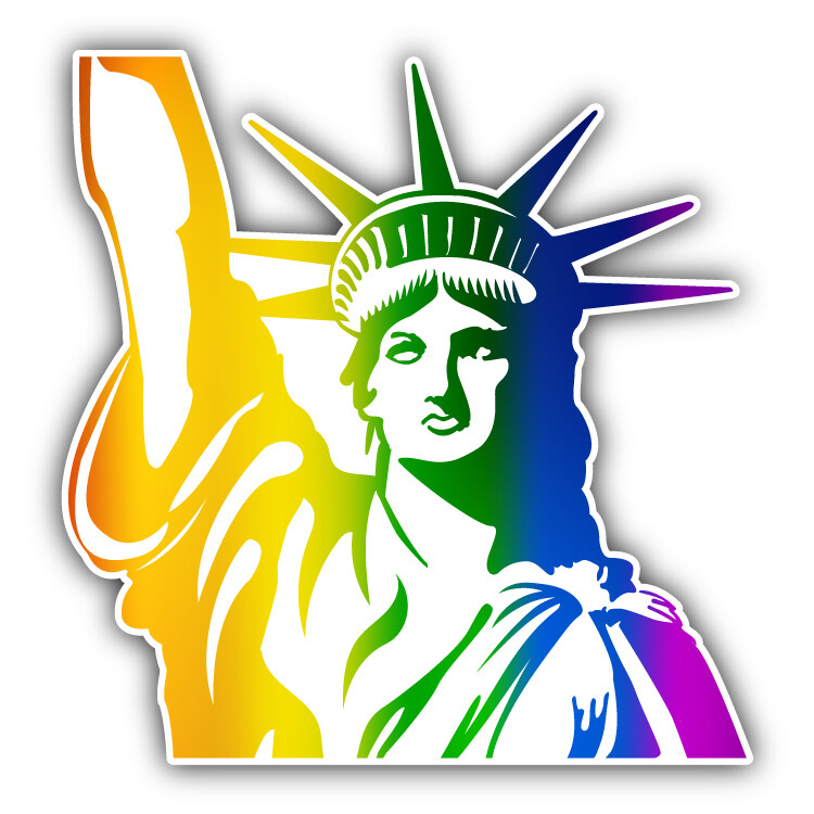 Gay Rainbow Flag Statue Of Liberty USA Car Bumper Sticker Decal "SIZES"
