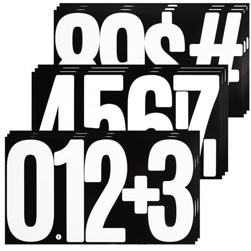 45 Large Number Stickers, 9 Sheets 6 Inches Self-Adhesive Vinyl Letters White