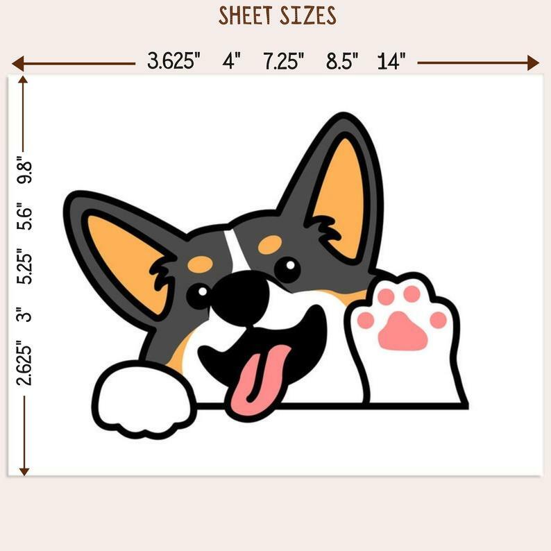 Peeking Tricolor Corgi Car Sticker / Vinyl Car Decal For Outdoor and Indoor Use