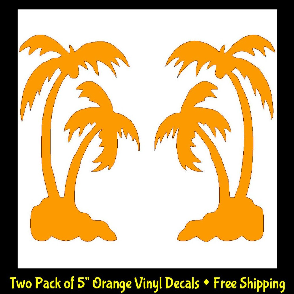 Tropical Palm Tree Set Orange 5" Vinyl Decal Car Window Laptop Notebook