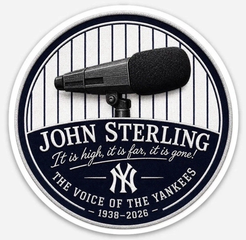 3” JOHN STERLING STICKER RADIO BROADCASTER "PATCH" DECAL NEW YORK YANKEES JERSEY