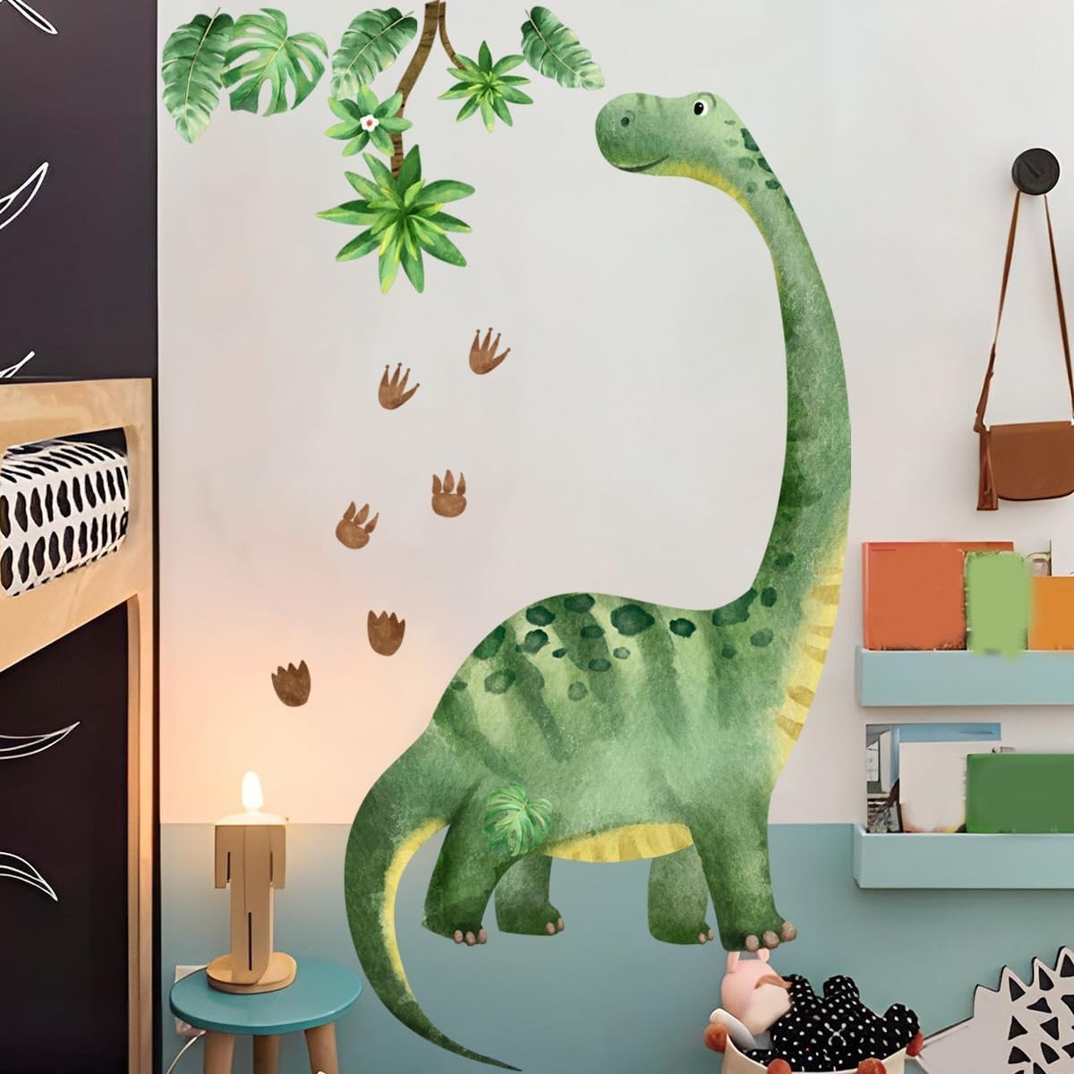 Large Dinosaur Wall Decals Watercolor Dino Footprint Neutral Wall Stickers Baby