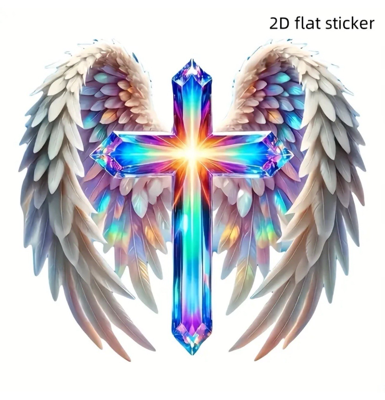LED PRISM Cross Wings Vinyl Decal Sticker 3” Inch Christian Religious God Jesus