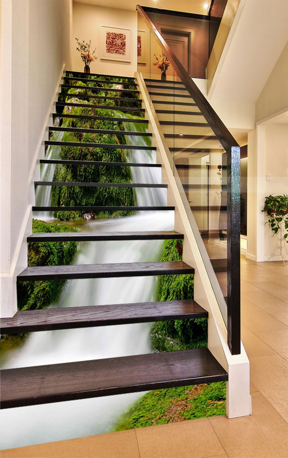 3D Waterfall Stone AZ789 Stair Risers Decoration Mural Vinyl Wallpaper Kay