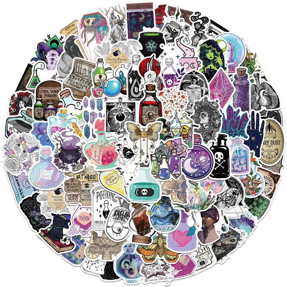 200pcs SPIRITUAL Stickers Pack, Crystal Potion Gothic Stickers, #050112139