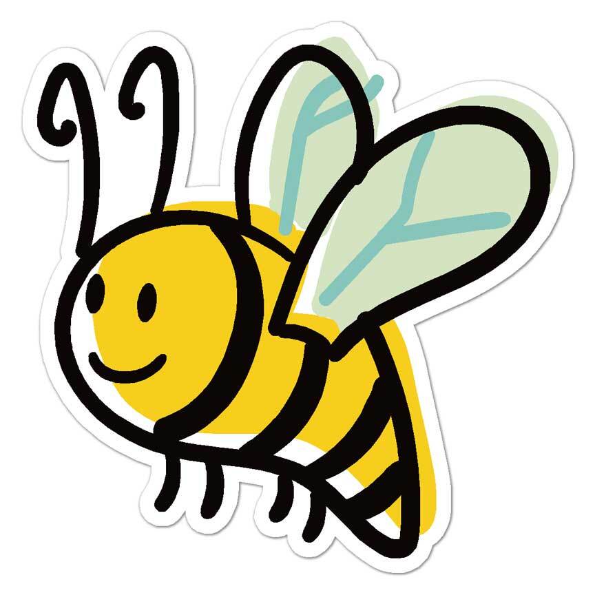 Cartoon Honey Bee, Vinyl Decal Sticker, Indoor Outdoor, 3 Sizes, #8162