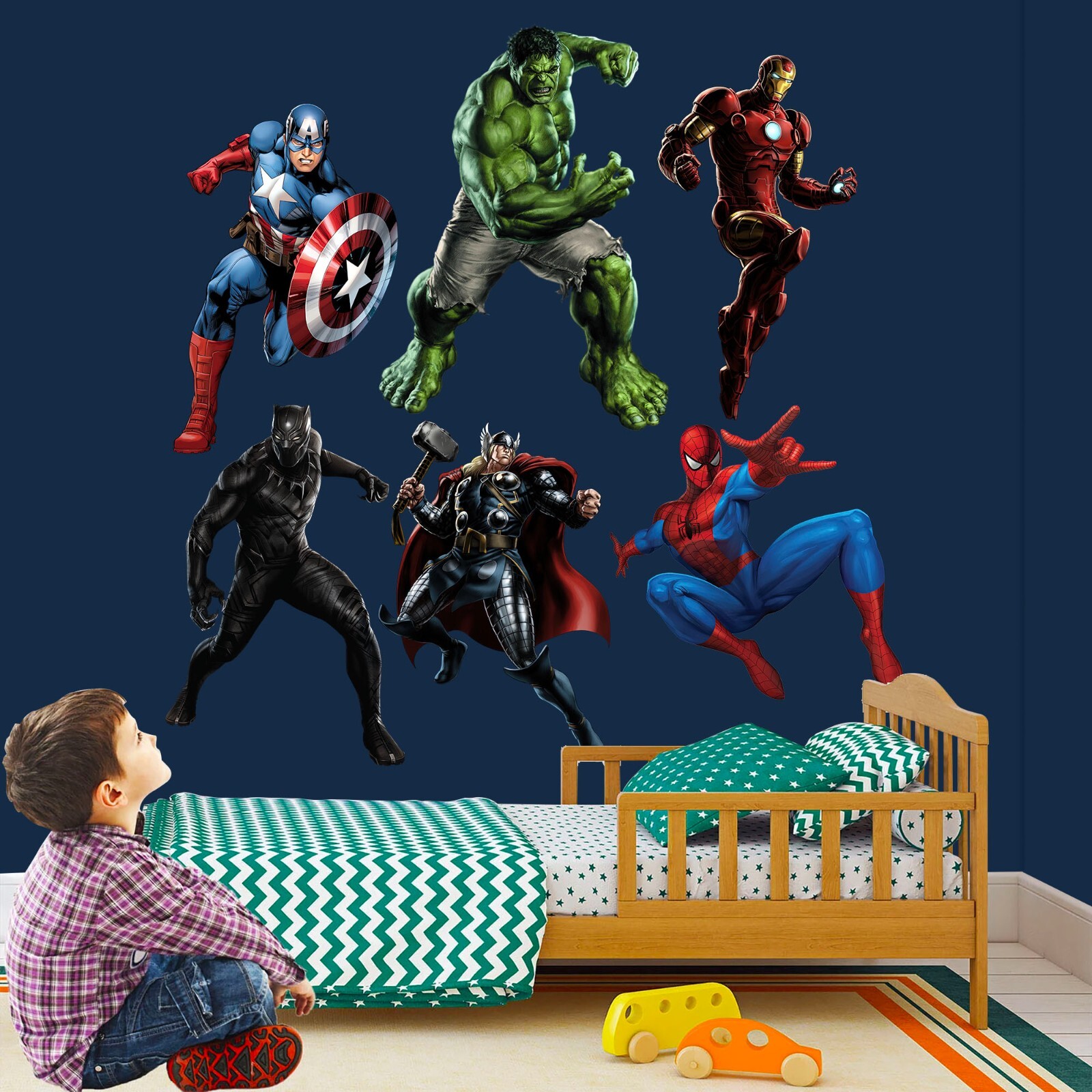Superhero Hulk Spiderman Iron Man Captain America Avengers Wall Decal Sticker
