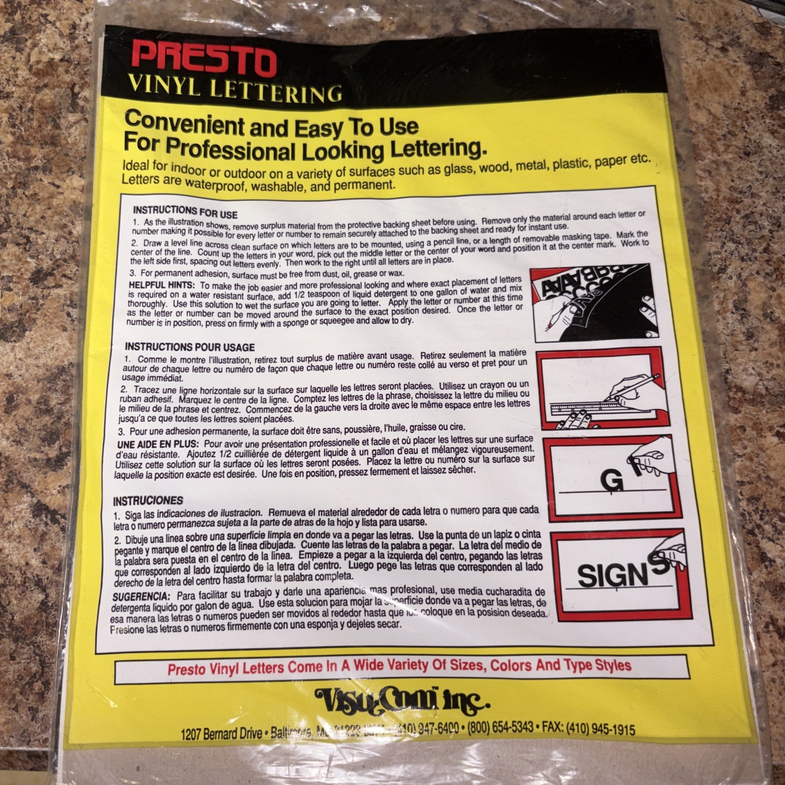 PRESTO Vintage 1” Blue Mod 134 Vinyl Letters Numbers #04166 NIP