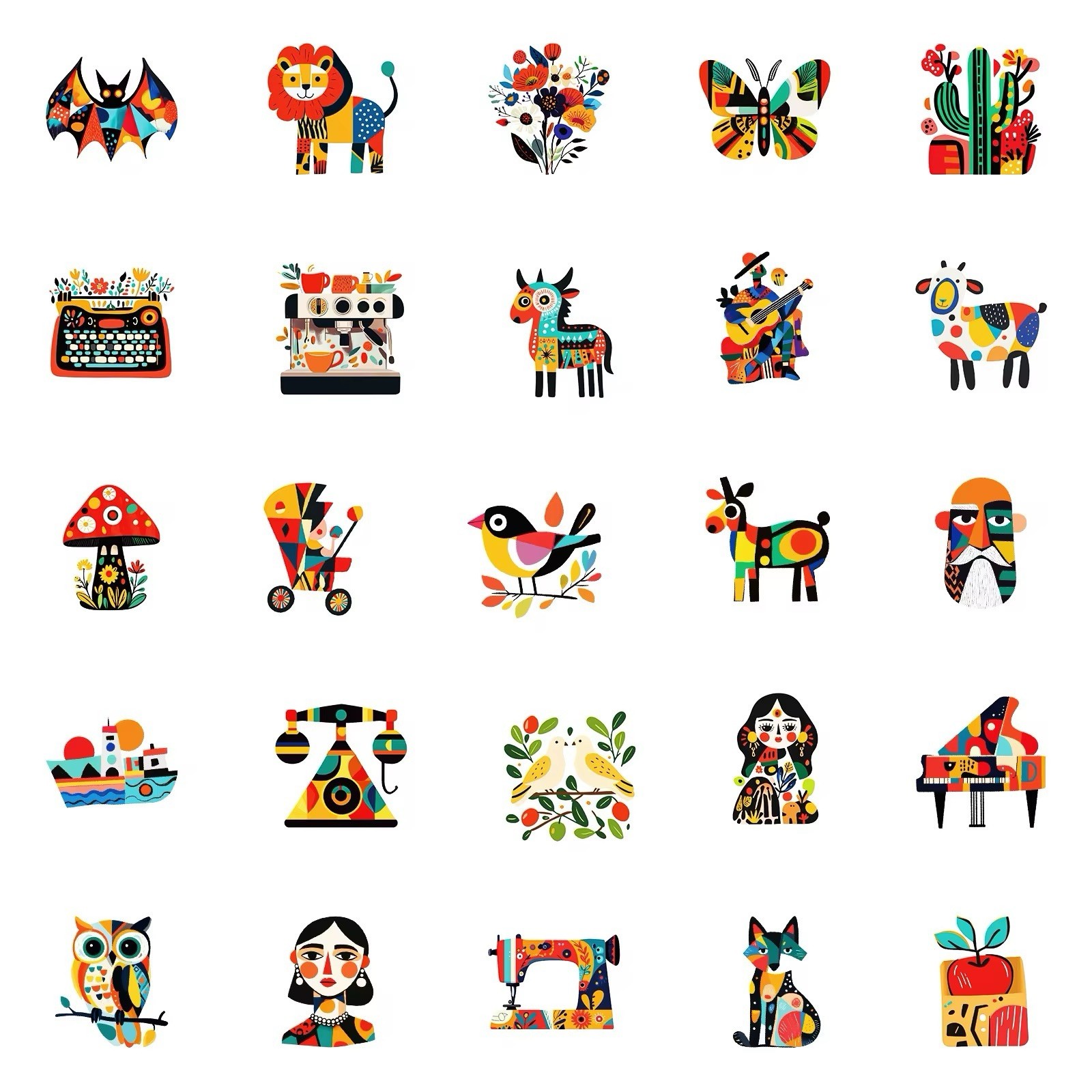 50 PCS Picasso Style Abstract Stickers Art Decals Hydro Laptop Free Shipping!