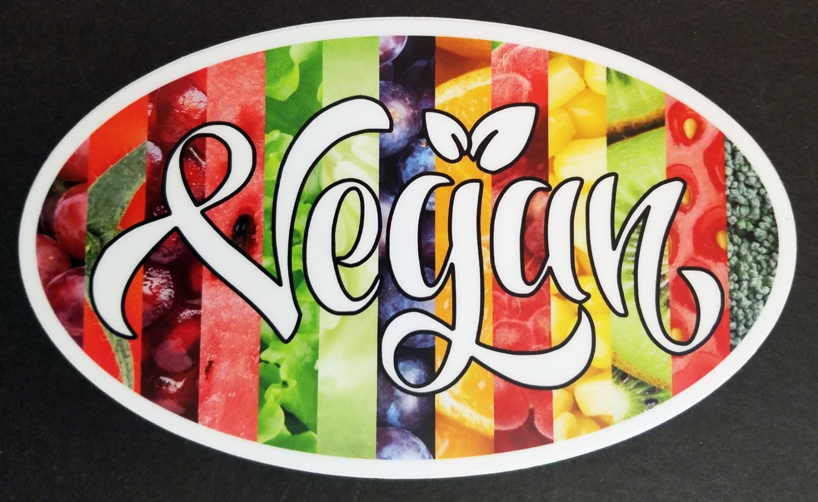 VEGAN 6" x 3.5" Die Cut Sticker Oval Decal Fruits Vegetables Vegetarian