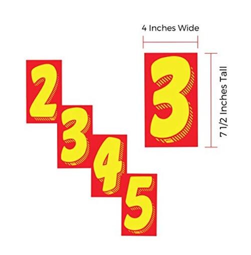 EZ Line Vinyl Decals for Cars Red and Yellow Large Number Stickers Windshield