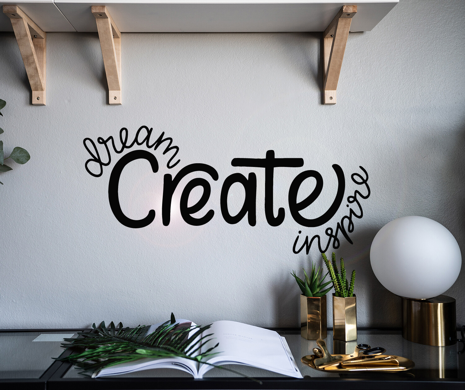 Vinyl Wall Decal Inspiring Quote Dream Create Stickers 28.5 in x 13 in gz080
