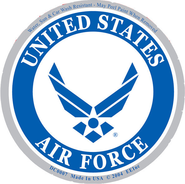3"X4" VINYL PRESS AND STICK WEATHER RESISTANT USAF LOGO DECAL
