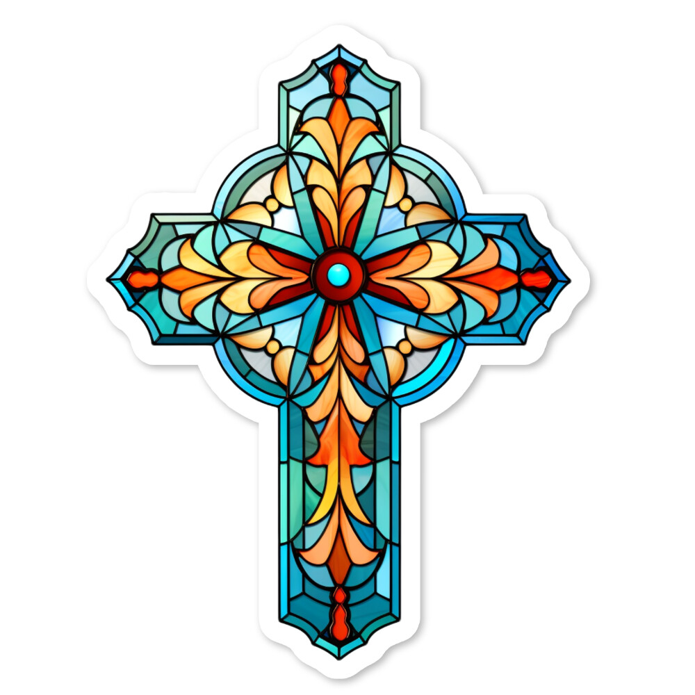 Christian Cross Vinyl Sticker, Water Resistant, Laptop, Water Bottle, Scrapbook